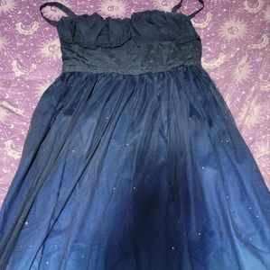 Blue knee length ombre homecoming dress